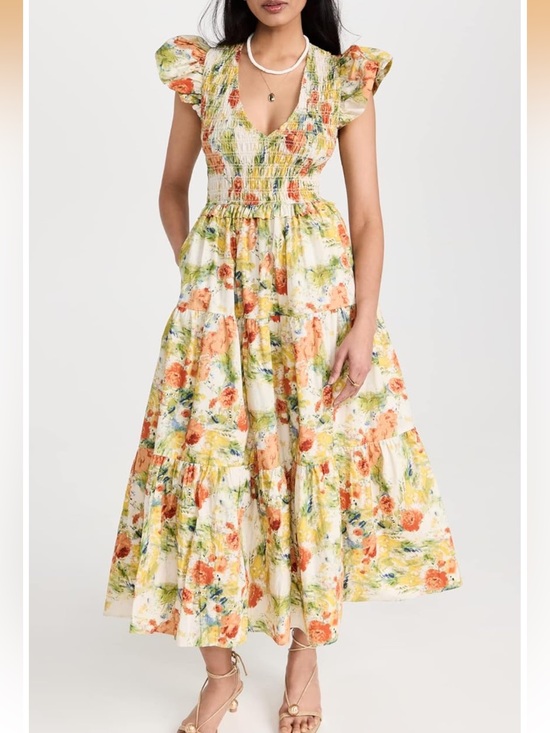 o.p.t Dresses & Skirts - OPT Phoebe cotton Floral V-Neck Tiered Maxi Dress